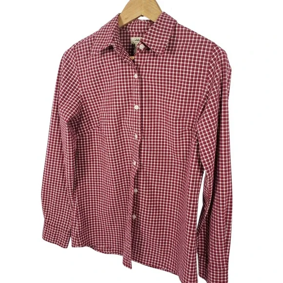 Vintage Eddie Bauer Womens Medium‎ Red Gingham Plaid Button Up Shirt Long - Picture 3 of 6